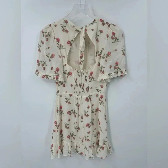 Reformation Alaina Dress $218 Florence Cream Pink Floral sz 0 B2153 - Picture 3 of 5
